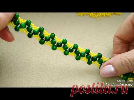 Beautiful bracelet. DIY. МК браслета из бисера и бусин. - YouTube