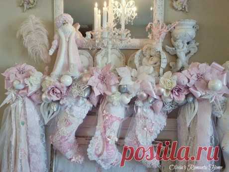 Olivia's Romantic Home: Inexpensive Pink Christmas Mantel Garland