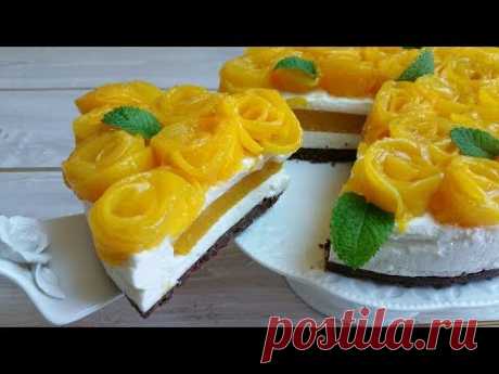 Torta fredda alle pesche, senza cottura