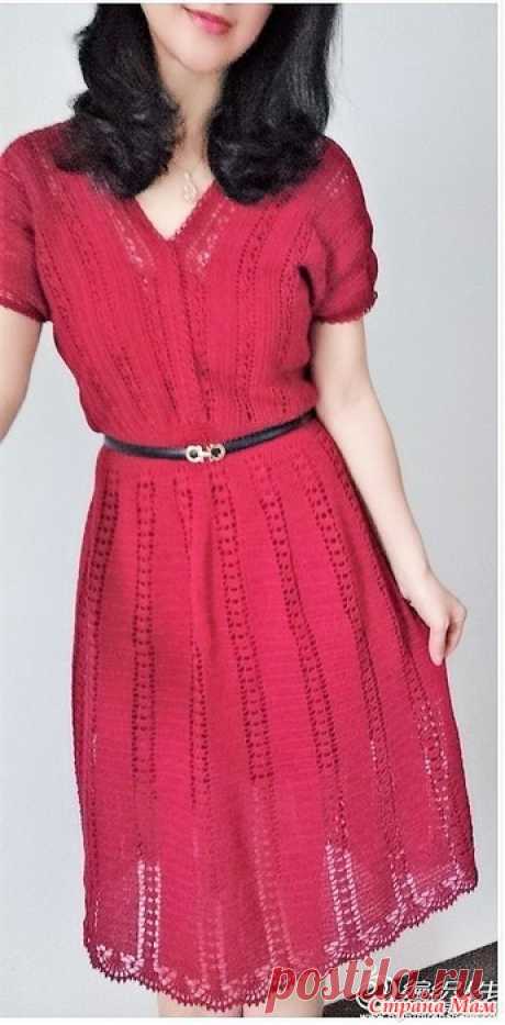 Платье Wine Red Lady. Дизайн этого летнего платья на самом деле очень прост. Верхняя часть состоит из сшивания двух вязаных прямоугольников, чтобы сформировать естественный дизайн с V-образным вырезом.