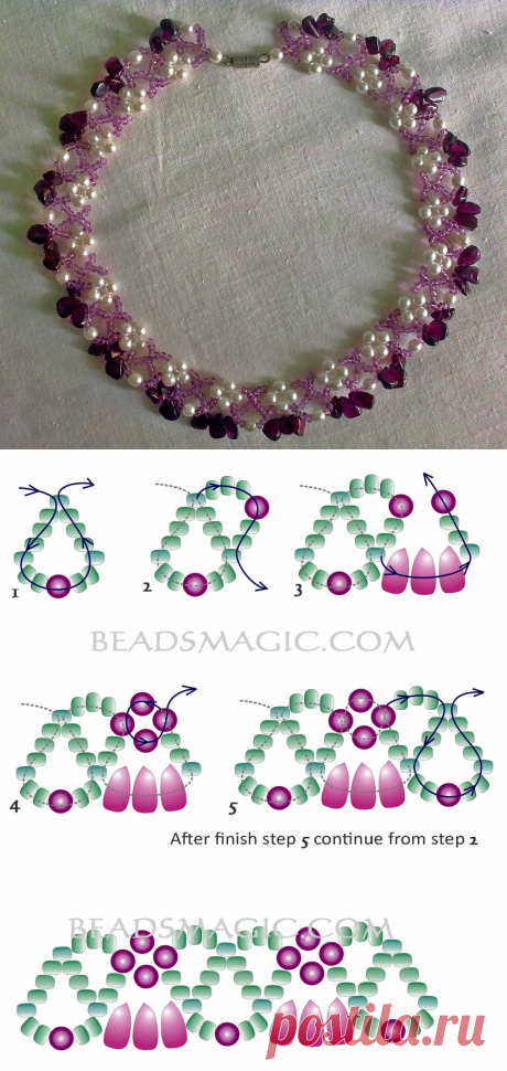 Free pattern for beautiful beaded necklace Garnet Grove | Beads Magic