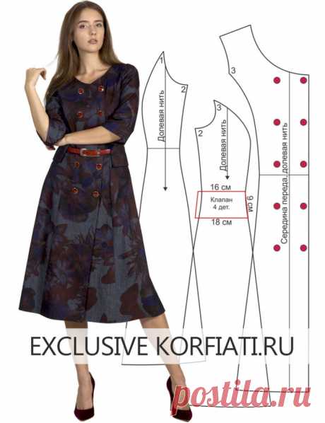 Выкройка двубортного платья от Анастасии Корфиати