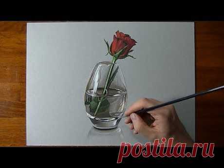 ▶ How I draw a red rose - YouTube