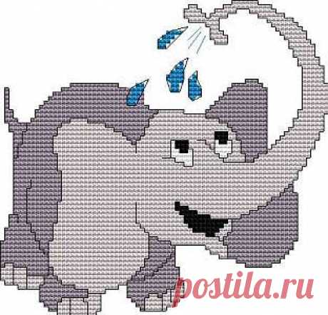 Elephant, free cross stitch patterns and charts - www.free-cross-stitch.rucniprace.cz