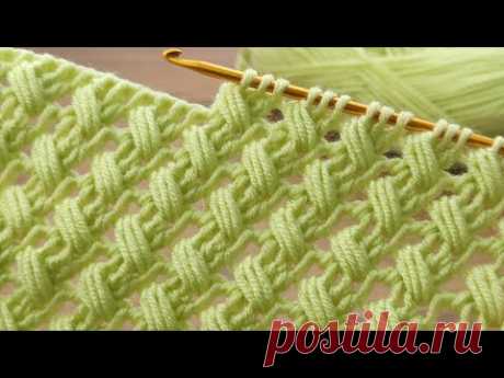 Muy lindo punto👌💯Green color* Super Easy Tunisian Crochet Baby Blanket For Beginners online Tutorial