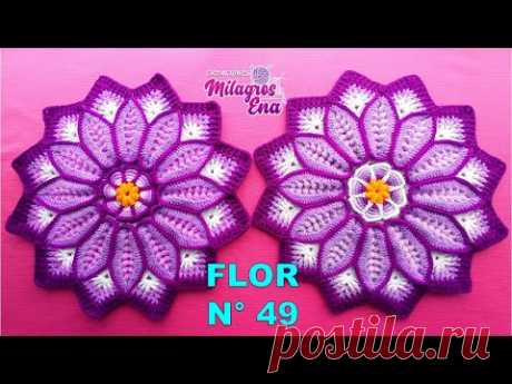 Como tejer la FLOR N° 49  a crochet paso a paso para caminos de mesa o centros de mesa y tapetes