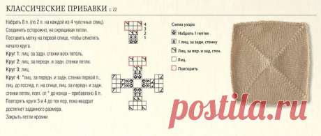 Очень простой в вязании - диагональный квадрат, а какие шикарные вещи из него получаются. Описание и примеры вязки.  Для начала вяжем цепочку из шести воздушных петель и замыкаем ее в кольцо.
Затем для того чтобы получился угол, провязываем 6 столбиков с накидом в одну петлю (в каждую петлю). Далее вяжем по кругу, чередуя: *2 столбика с накидом, 2 возд. петли* - до конца ряда.
Вот как это выглядит:
В следующем ряду вяжем так: *столбик с накидом и 2 воздушные петли*
Так вяжем до тех пор, пока н…