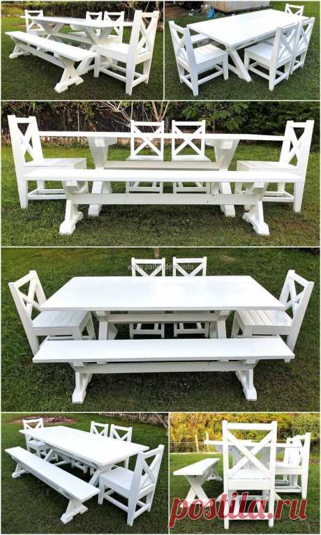 Wooden Pallets Made Dining Set Plan | Pallet Ideas