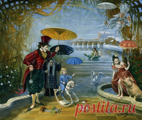 Illusions of Absurdity. Dream Flood in Fairyland (H.C.Andersen), Michael Cheval (Михаил Хохлачев), арт галерея живописи. Страница get.