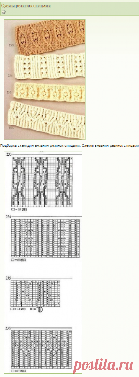 Схемы резинок спицами