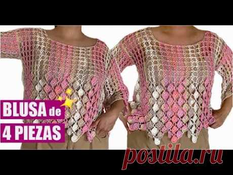 BLUSA TEJIDA DE 4 PIEZAS