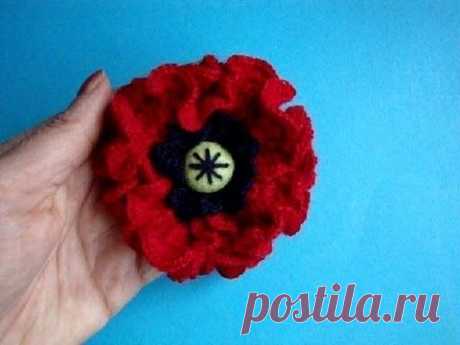 Как вязать мак Урок 23 Вязание крючком Crochet poppy flower.