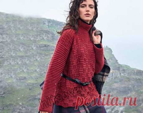 Рельефный свитер - Хитсовет Модный женский свитер рельефным узором со схемой и пошаговым бесплатным описанием вязания.
