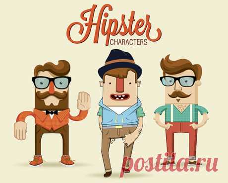 Hipster character illustration with hipster elements on Behance