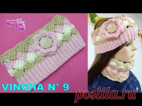 Como tejer la VINCHA N° 9 a crochet con flor en punto Entrecruzado o cesta para niñas y damas