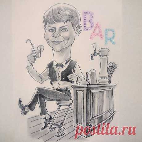 Бармен.

#шарж
#рисунок 
#карандаши
#карикатура 
#арт
#art
#caricature 
#blackpencil 
#pictures 
#shargh