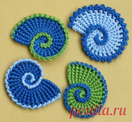 Sea Shell Applique - crochet pattern, PDF
