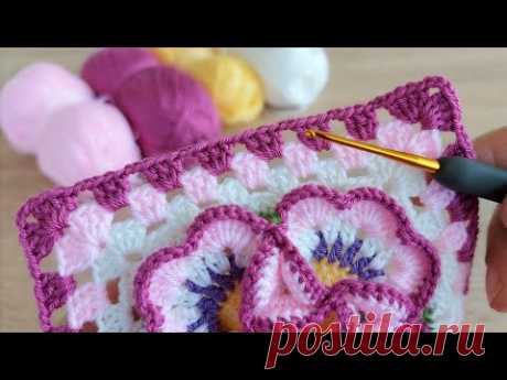 Super easy 3D crochet motif Tığ işi rengarenk 3 boyutlu motif