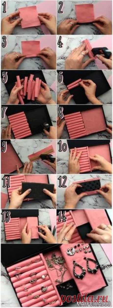 DIY porta-jóias usando caixa de papelão velha.  #façavocemesmo #tutorial #DIY