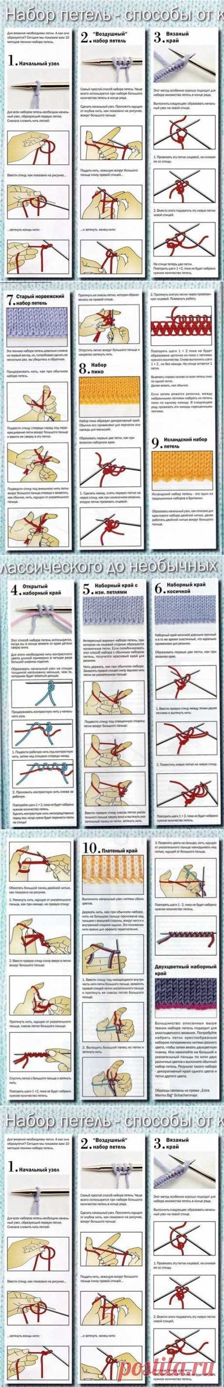 Вязание: несколько способов набора петель