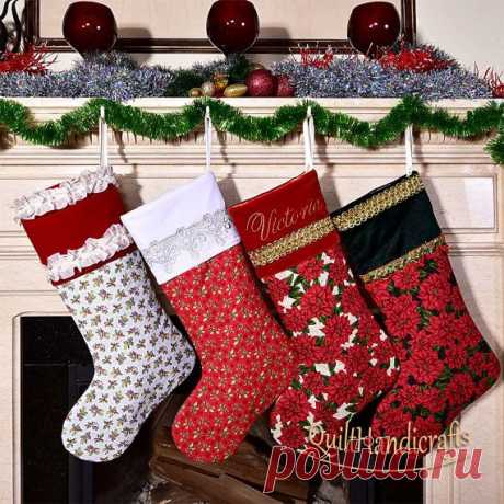 Christmas Stocking Quilted Patchwork Christmas by QuiltHandicrafts