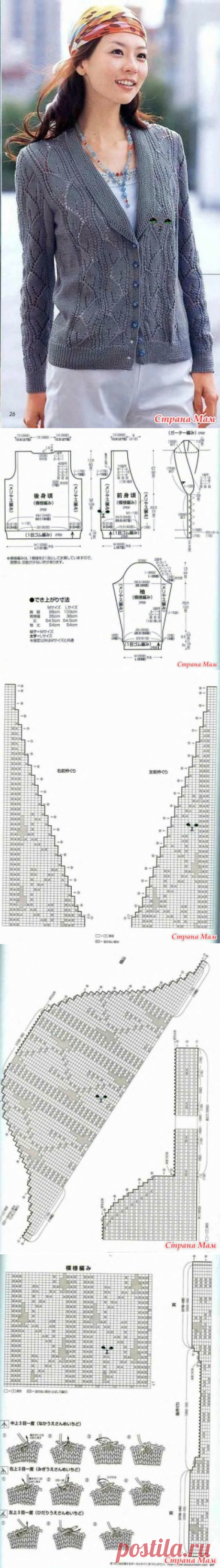 Изящный жакет с небольшим воротником.. Спицы. - ВЯЗАНАЯ МОДА+ ДЛЯ НЕМОДЕЛЬНЫХ ДАМ - Страна Мам