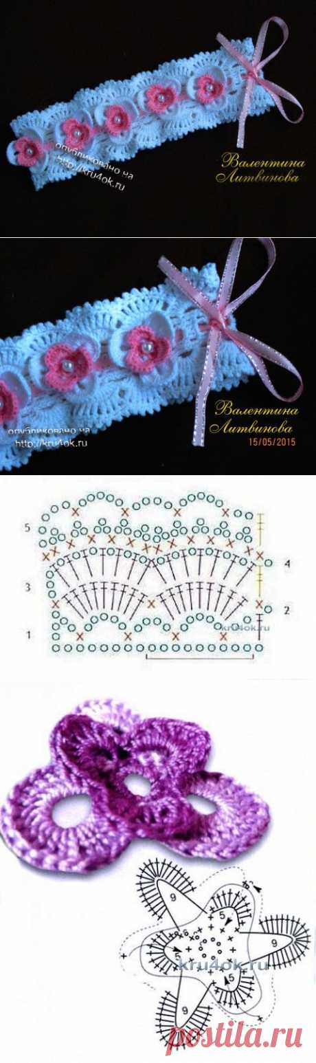 Повязка на голову — работа Валентины Литвиновой - вязание крючком на kru4ok.ru