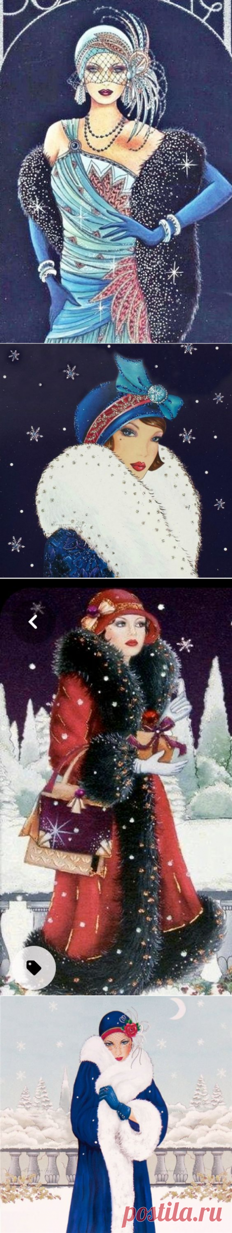 Зимние иллюстрации в стиле Арт-деко