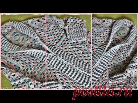 Granny square crochet cardigan 2. part - Step by step for beginners