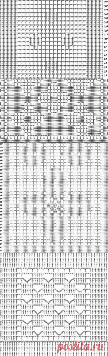 Филейные узоры крючком - схемы