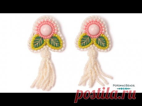 Rosebud Bead Embroidery Earrings - DIY Jewelry Making Tutorial by PotomacBeads