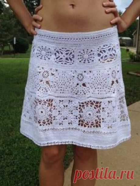 Crochet skirt. One of a kind. Mixture of patterns and free form Handmade