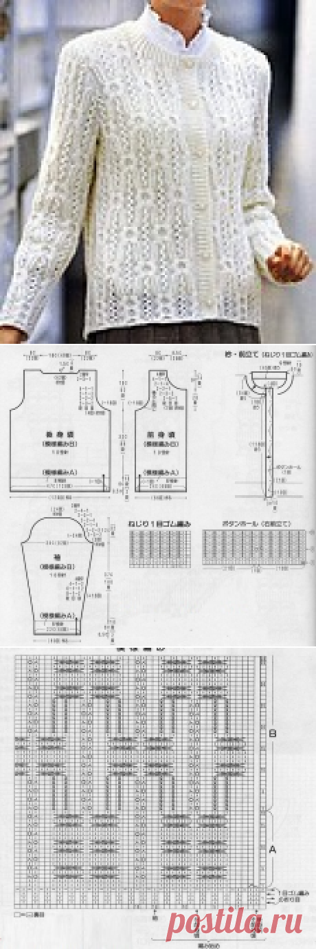 Узорчатый жакет спицами