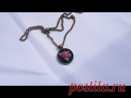 Hand Work pendant Hand embroidery How to embroider a brooch