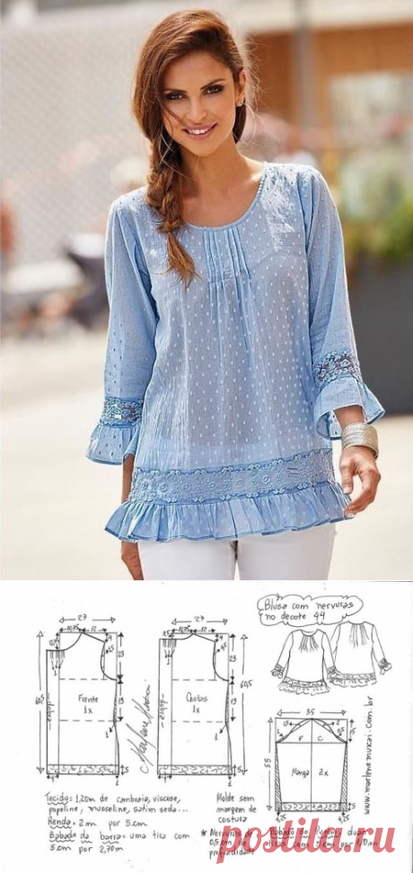 Выкройка летней блузки простого кроя (Шитье и крой) — Журнал Вдохновение Рукодельницы