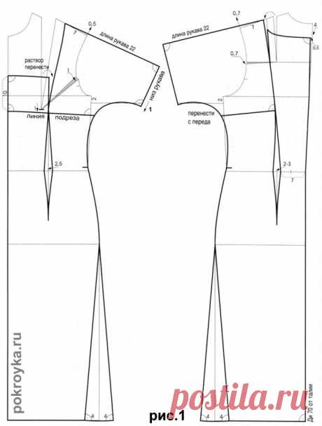 Выкройка платья с цельнокроеным рукавом из трикотажа и других фасонов