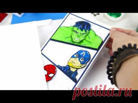 Такое я никогда не делала 🙈Pop-up открытка с супергероями: Халк, Человек-Паук, Капитан Америка 🔥