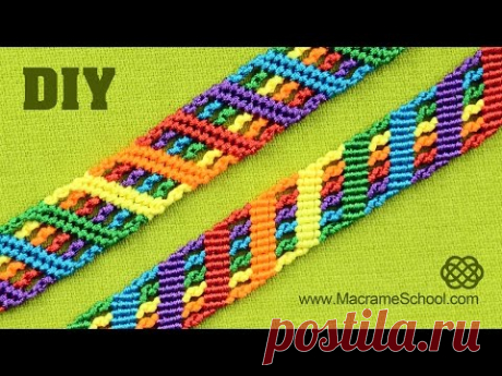 Colorful Rainbow Bracelet Tutorial | Macrame School - YouTube