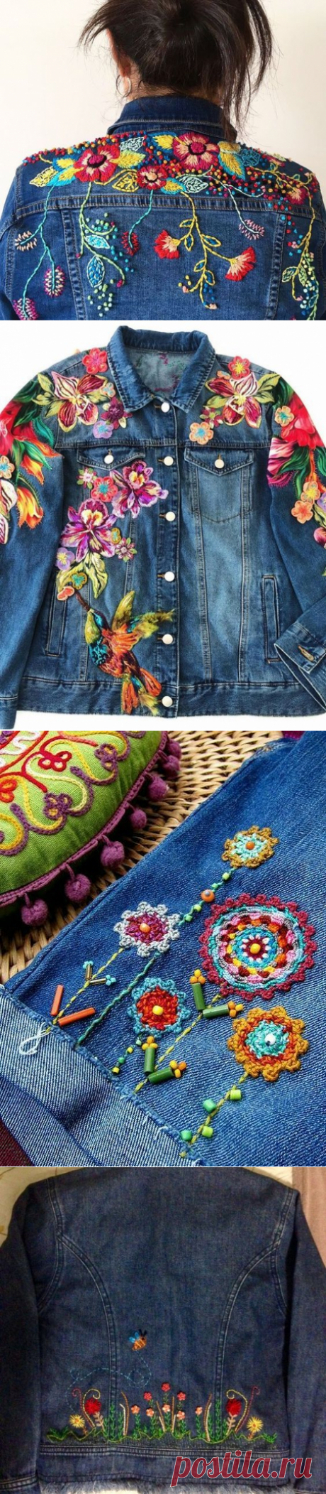 Вышивка на джинсах — Сделай сам, идеи для творчества - DIY Ideas