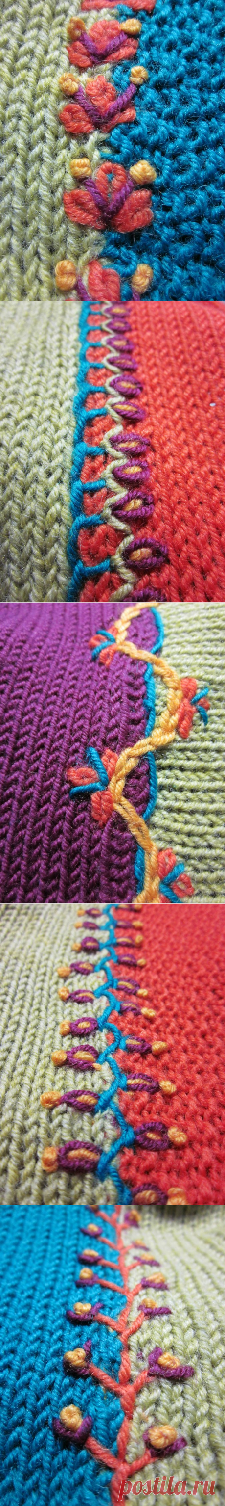 Приемы соединения цветов на вязаном полотне, а также разных полотен — Делаем руками