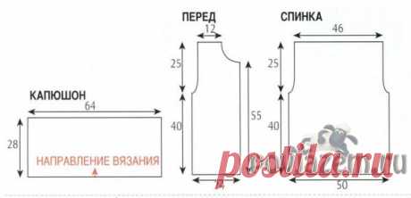 Женский длинный жилет спицами с капюшоном