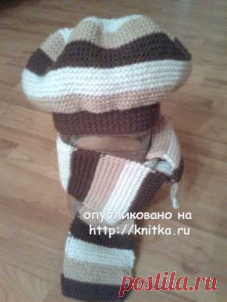 Берет и шарф связанные спицами, Вязание для женщин