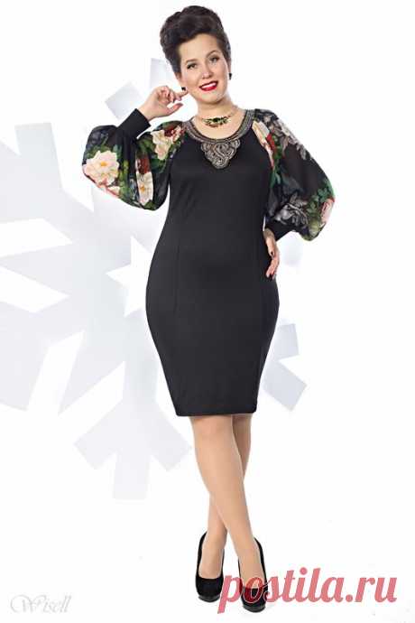 Шикарное платье с шифоновыми рукавами Визел-2328 - интернет-магазин Moda-nsk