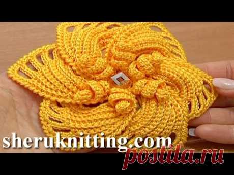 Crochet 6-Petal Flower Spirals In Center Tutorial 59 Part 2 of 2 Reverse Single Crochet Trim