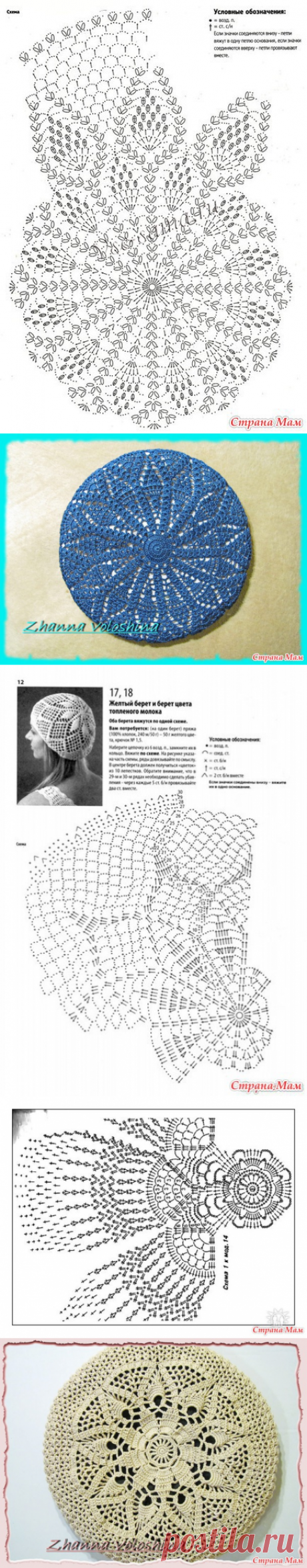 . Летние береты. Много фото - В.Г.У. - Вязаные Головные Уборы - Страна Мам