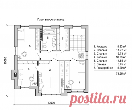 Проект двухэтажного дома 150 м2 - Новация 58