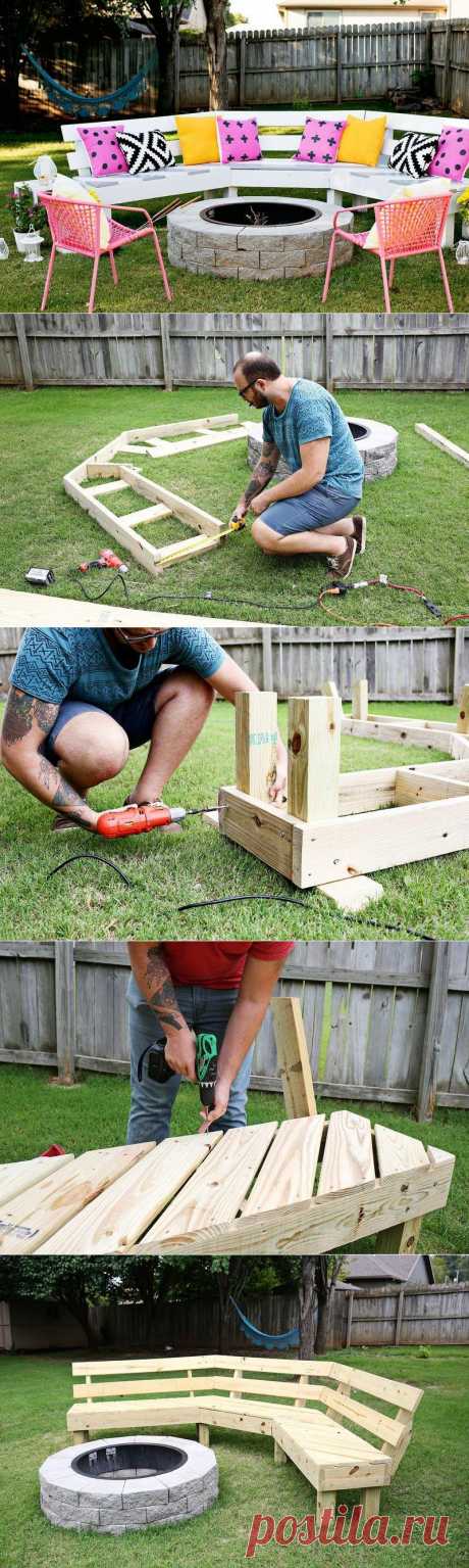 Как сделать полукруглую садовую скамейку со спинкой