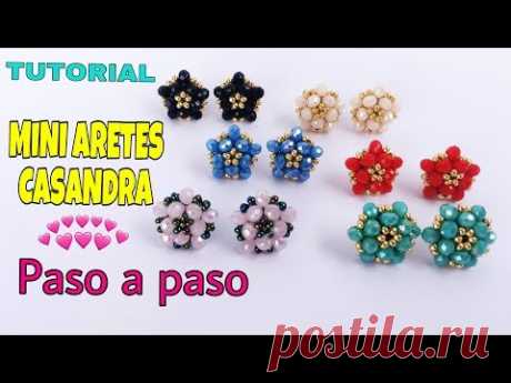 TUTORIAL DE MINI ARETES CASANDRA, CON CRISTALES DE 4MM, CASANDRA PEQUEñO //TUTORIAL DE BISUTERIA