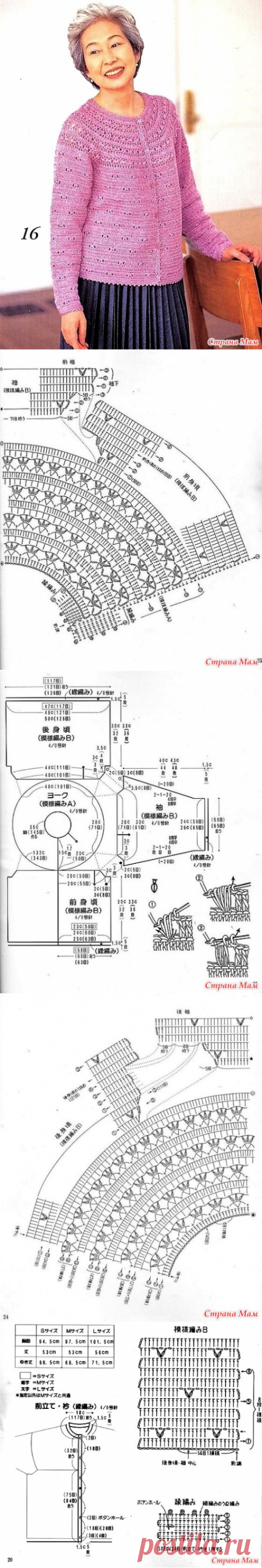 Ажурный жакет с круглой кокеткой. Крючок. - ВЯЗАНАЯ МОДА+ ДЛЯ НЕМОДЕЛЬНЫХ ДАМ - Страна Мам