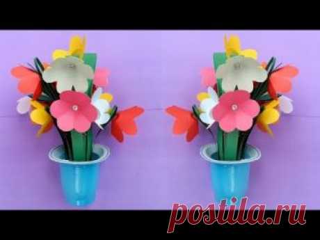 How To Make a Beautiful Paper Flower Bouquet For Room Decoration !!!